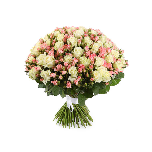 Купить на заказ Букет из 101 белой розы (микс) с доставкой в Аксае