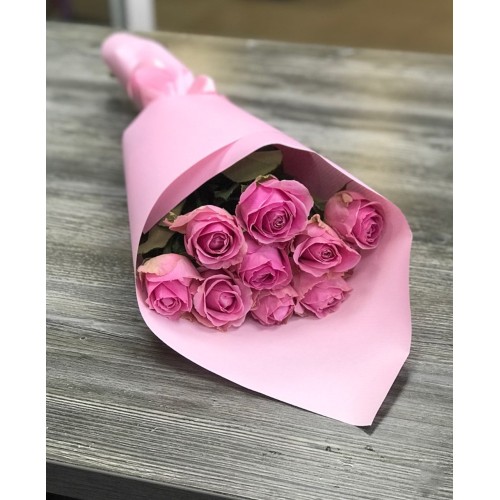 Купить на заказ Букет из 9 розовых роз с доставкой в Аксае
